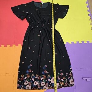 Fame Forever Floral Dress Black Size S (Runs Small / Fits XS) Flutter Sleeve